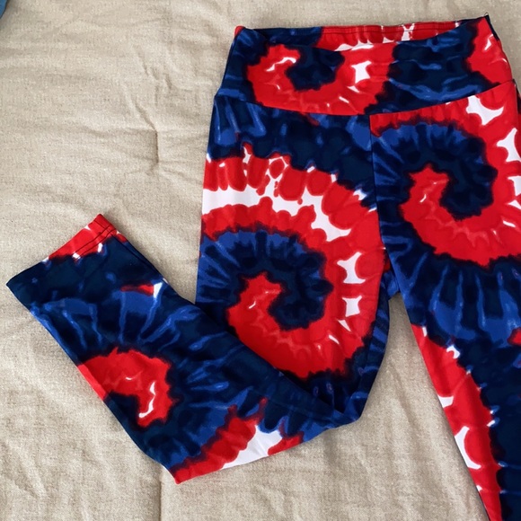 Red White And Blue Tie Dye Leggings 